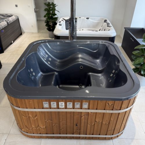 Koupací sud čtverec Premium s hydromasážním a aeromasážním systémem (akrylátová ergonomická vložka, vířivka)